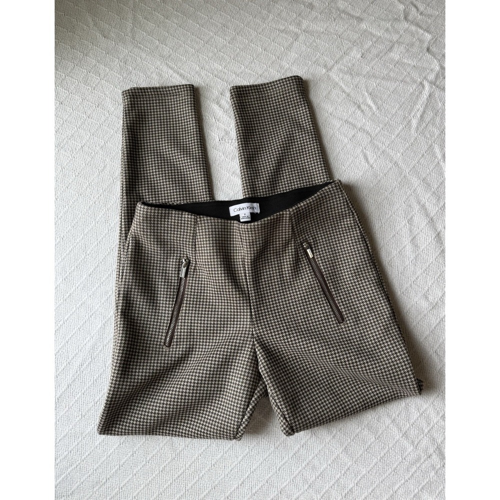 Calvin Klein Pull on High Rise Plaid Pants Women's Size 2 Preppy Business
